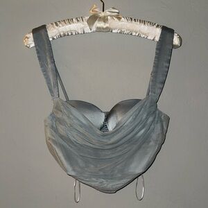 Elegant Grayish Blue Draped Top